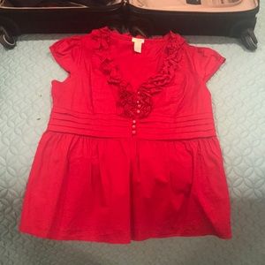 Red dress shirt from Anthropologie.
